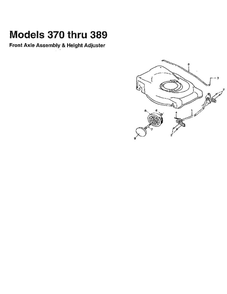 Front Axle And Height Adjuster Diagram and Parts List for 370  MTD Lawn Mower