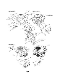 Engine Diagram and Parts List for 608  MTD Lawn Tractor