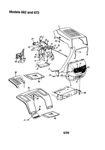 Grille/ Hood And Fender Diagram and Parts List for 662  MTD Lawn Tractor