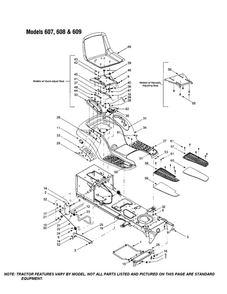 High Back Seat/Fender Diagram and Parts List for 608  MTD Lawn Tractor