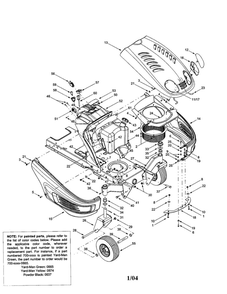 Hood/Ignition/Wheels Diagram and Parts List for 624  MTD Lawn Tractor