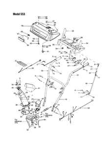 Handle/Handle Panel Diagram and Parts List for 553  MTD Snow Blower