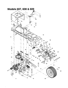 Drive System Diagram and Parts List for 608  MTD Lawn Tractor