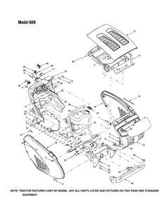 Hood/Grille 2 Diagram and Parts List for 608  MTD Lawn Tractor