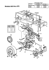 Drive Diagram and Parts List for 679  MTD Lawn Tractor