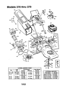 Deck - Bag - Wheel 1 Diagram and Parts List for 370  MTD Lawn Mower