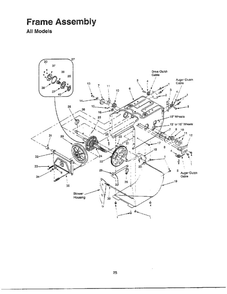 Frame/Wheel Assembly Chart 1 Diagram and Parts List for E664F  MTD Snow Blower