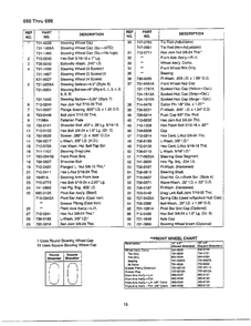 Steering Wheel/Frt. Wheel Chart 2 Diagram and Parts List for 690  MTD Lawn Tractor