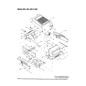 Grille Assembly - 662,663,682,683 Diagram and Parts List for 13AM662F163  MTD Lawn Tractor