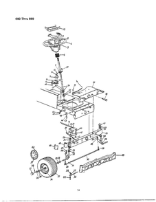 Steering Wheel/Frt. Wheel Chart 1 Diagram and Parts List for 690  MTD Lawn Tractor