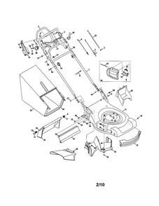 Handle/Grass Bag Diagram and Parts List for 860  MTD Lawn Mower