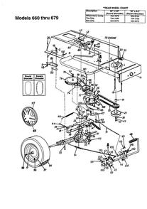 Drive Diagram and Parts List for 670  MTD Lawn Tractor
