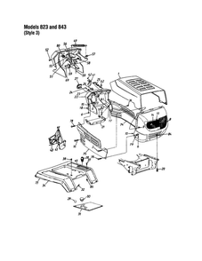 Hood/Grille 7 Diagram and Parts List for 820 THRU 829 MTD Lawn Tractor