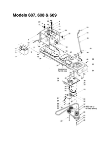 Lower Frame Assembly Diagram and Parts List for 608  MTD Lawn Tractor