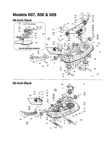 Deck Assembly Diagram and Parts List for 608  MTD Lawn Tractor