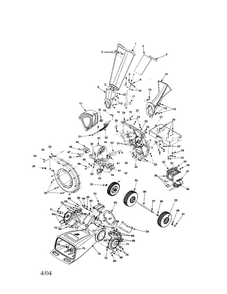 Chipper Chute/Wheel/Arm/Hopper Diagram and Parts List for 464  MTD Chipper Shredder