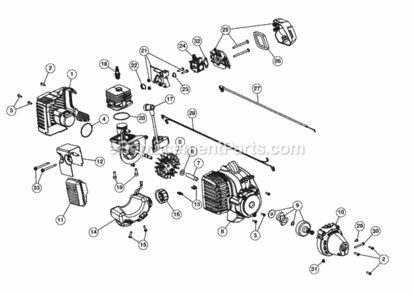 Engine_Assembly Diagram and Parts List for M2500 41ADZ01C758, MTD Trimmer