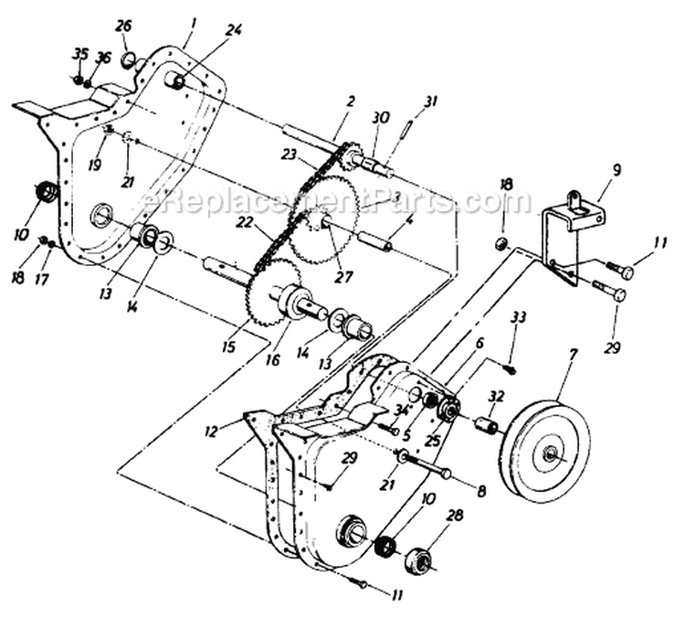 Page B Diagram and Parts List for 210-020-192 1990 MTD Tiller