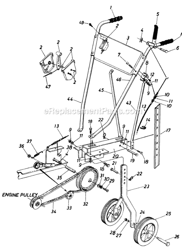 Page B Diagram and Parts List for 210-310-087 1990 MTD Tiller