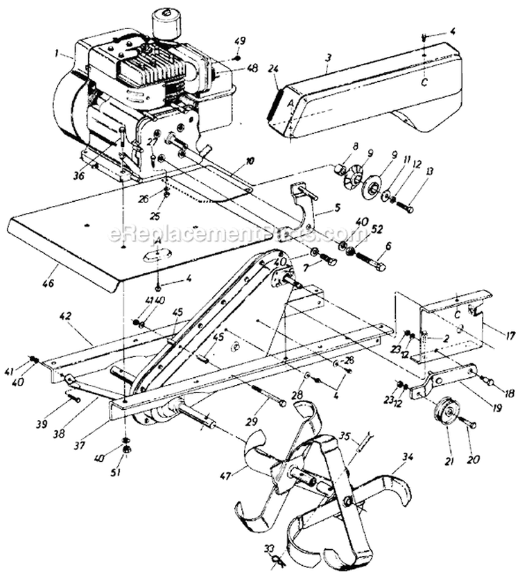 Page B Diagram and Parts List for 217-310-081 1987 MTD Tiller