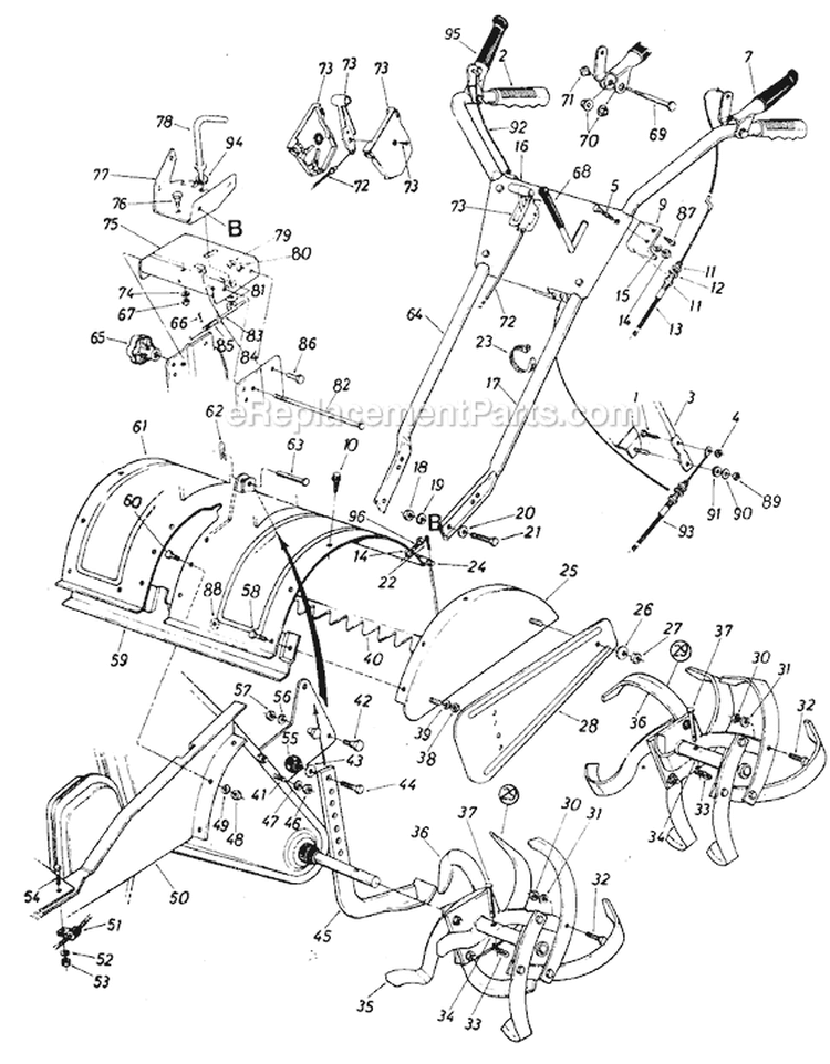 Page C Diagram and Parts List for 218-406-192 1988 MTD Tiller