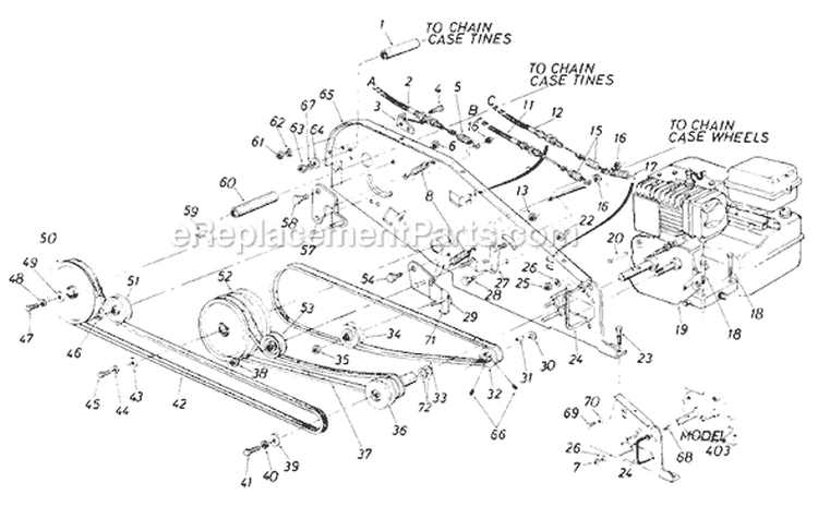 Page D Diagram and Parts List for 218-406-192 1988 MTD Tiller