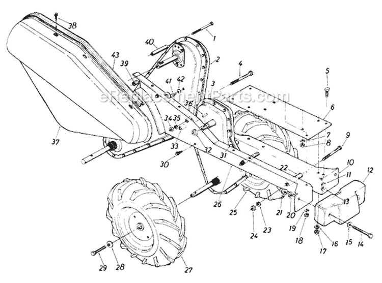 Page E Diagram and Parts List for 218-406-192 1988 MTD Tiller