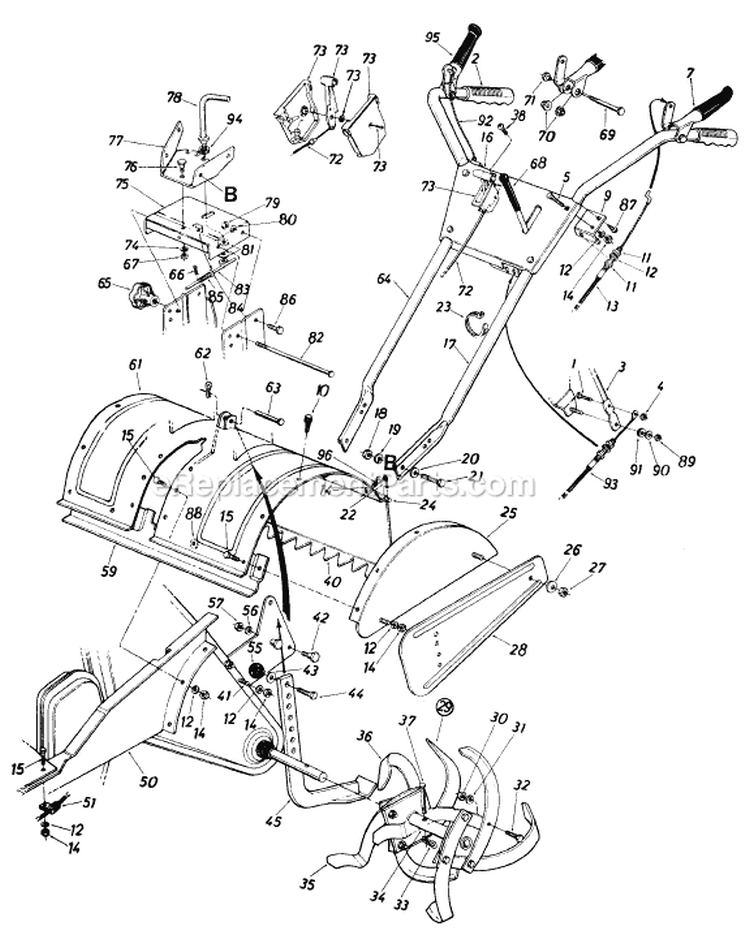 Page C Diagram and Parts List for 219-406-105 1989 MTD Tiller