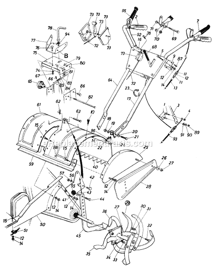Page C Diagram and Parts List for 219-406-118/SWC28714 1989 MTD Tiller