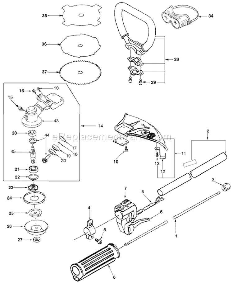Page B Diagram and Parts List for ST26 59AA102-195 MTD Trimmer