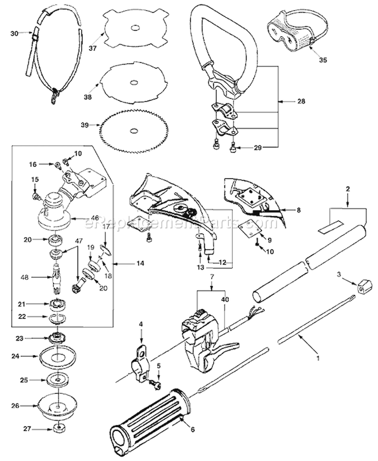 Page B Diagram and Parts List for ST35 59AA104-195 MTD Trimmer