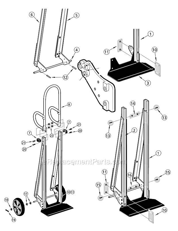 Page A Diagram and Parts List for NN-1D2N5N9 Double Handle Magliner Hand Truck & Dolly