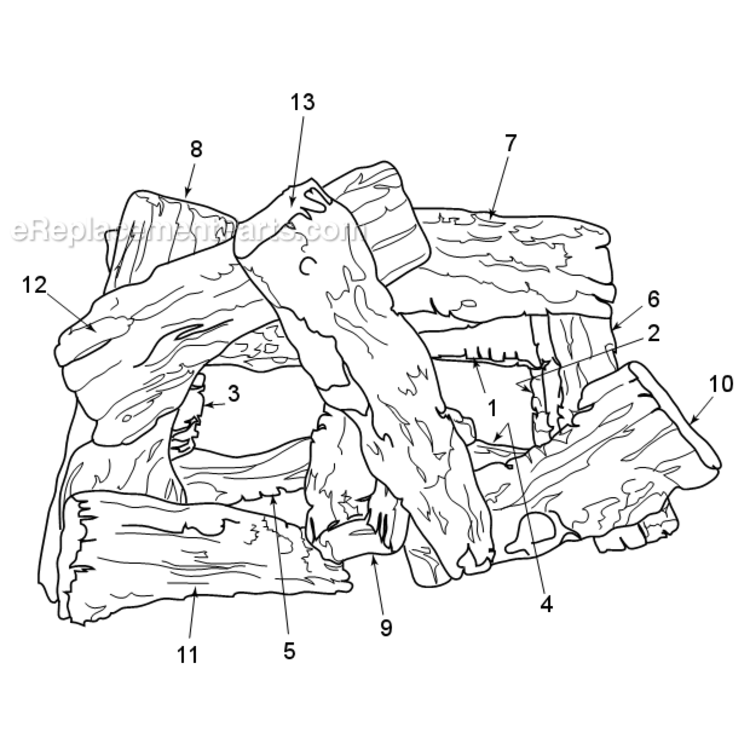 Ho24-R And Ho24-F Highland Oak Refractory Logs Diagram and Parts List for 24NB 24NB Series Majestic Heating Stove
