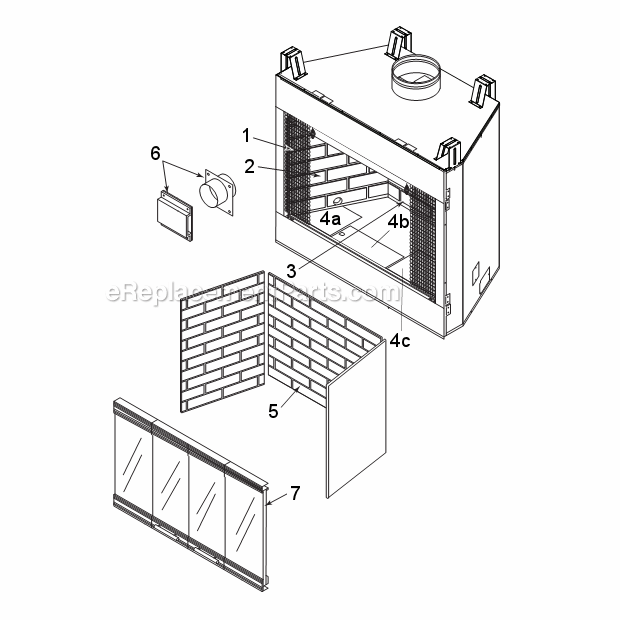 400Bbv Firebox Diagram and Parts List for 400BBV B-Vent Series Majestic Fireplace & Insert