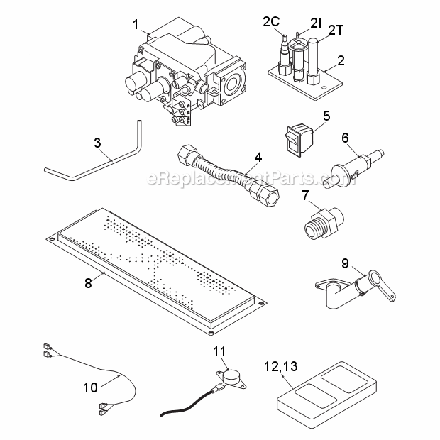 Natural Gas 400Bbvnv And Propane 400Bbvpv Standing Pilot Millivolt Control Diagram and Parts List for 400BBV B-Vent Series Majestic Fireplace & Insert