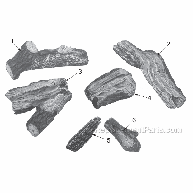 Model Vwf24/18wp Weathered Pine Logs Diagram and Parts List for VWFSERIES VWF Series Majestic Heating Stove
