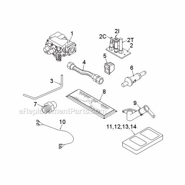 Natural Gas 600Dvbnv7 And Propane 600Dvbpv7 Standing Pilot Millivolt Control Diagram and Parts List for 600DVB Series DVB7 Majestic Fireplace & Insert