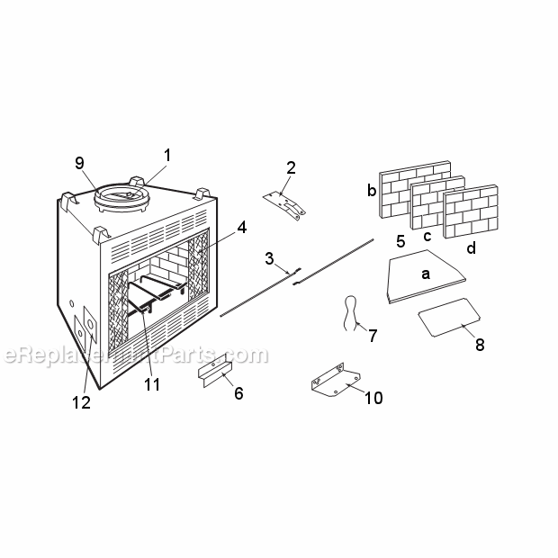 Page A Diagram and Parts List for BR36 Series BR/BC Majestic Fireplace & Insert