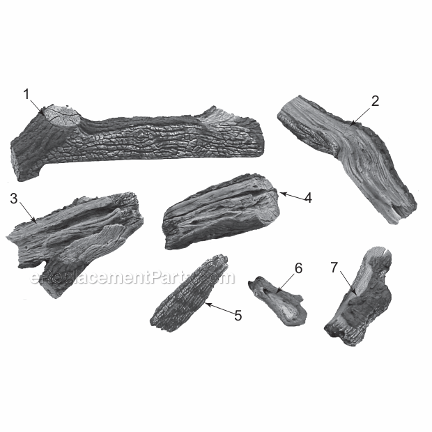Model Vwf36/30wp Weathered Pine Logs Diagram and Parts List for VWFSERIES VWF Series Majestic Heating Stove