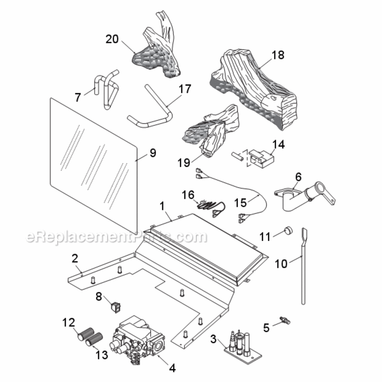 Natural Gas Csdv20Nv And Propane Csdv20Pv Replacement Parts Diagram and Parts List for CSDV20 CSDV Series Majestic Heating Stove