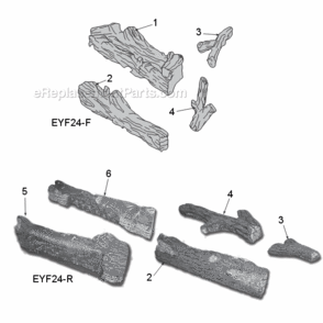 Eyf24-F And Eyf24-R Logs Diagram and Parts List for EYF24  Majestic Heating Stove