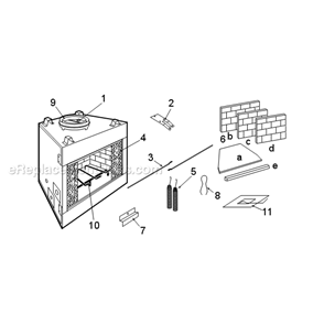 Part Location Diagram of 20005421 Majestic Firebrick - Hearth