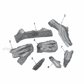 Vwfod24 Weathered Pine Logs Diagram and Parts List for VWFOD24  Majestic Fireplace & Stove