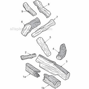 Vwfod30 Split Pine Logs Diagram and Parts List for VWFOD30  Majestic Fireplace & Stove
