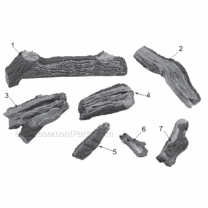 Model Vwf36/30Wp Weathered Pine Logs Diagram and Parts List for VWF VWF Series Majestic Heating Stove