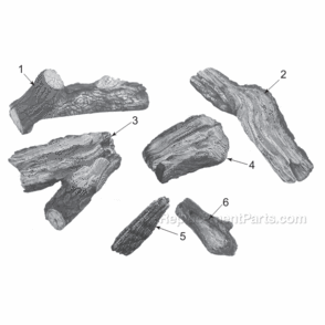 Model Vwf24/18Wp Weathered Pine Logs Diagram and Parts List for VWF VWF Series Majestic Heating Stove