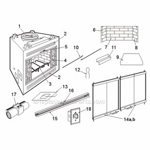 Page A Diagram and Parts List for WMC42  Majestic Fireplace & Insert