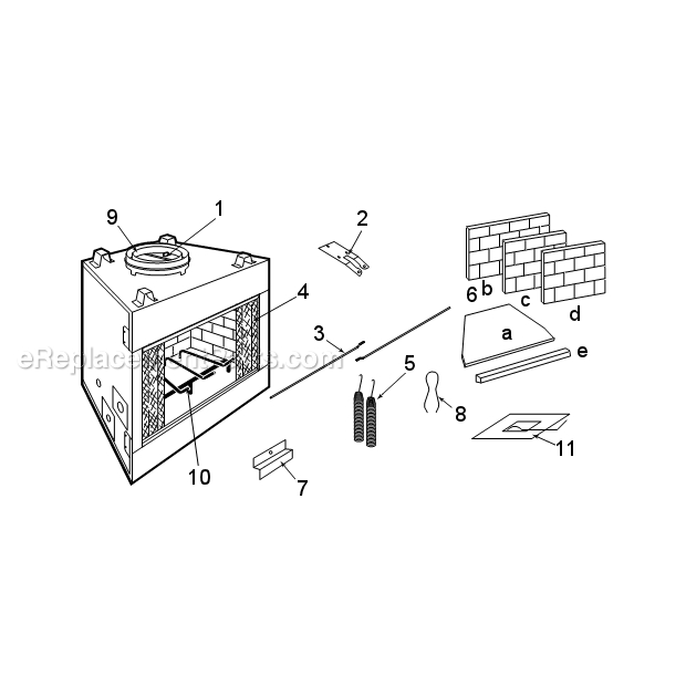Page A Diagram and Parts List for ODSR36A  Majestic Fireplace & Stove
