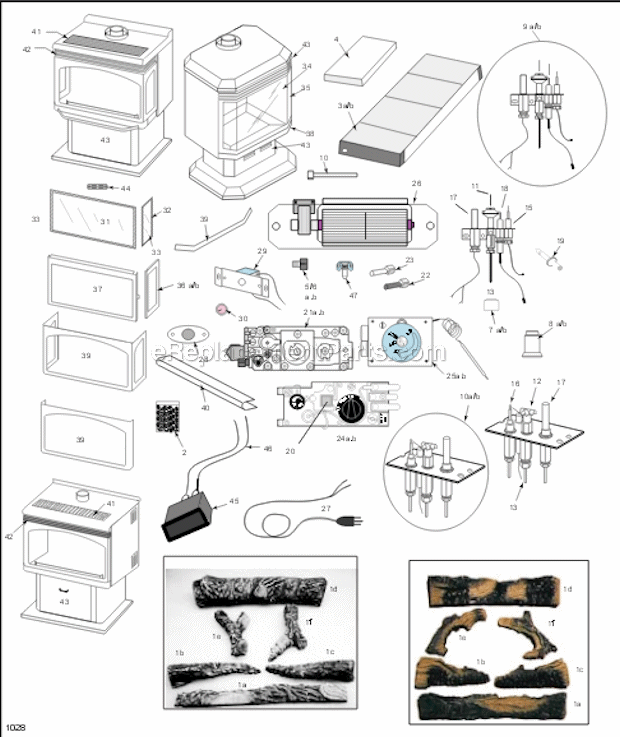 Page A Diagram and Parts List for RFSDV32  Majestic Fireplace & Insert