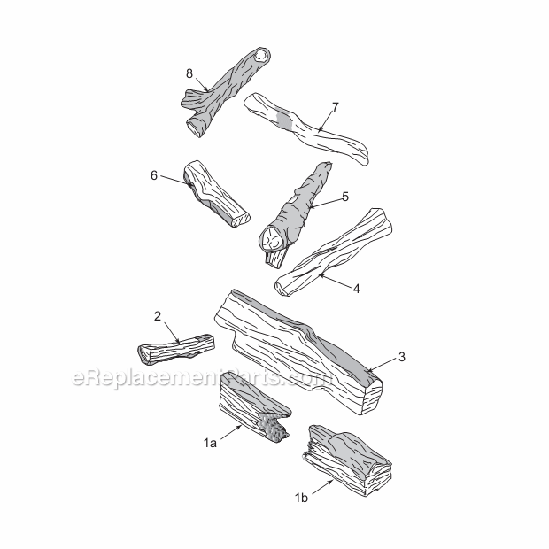 Vwfod24 Split Pine Logs Diagram and Parts List for VWFOD24  Majestic Fireplace & Stove